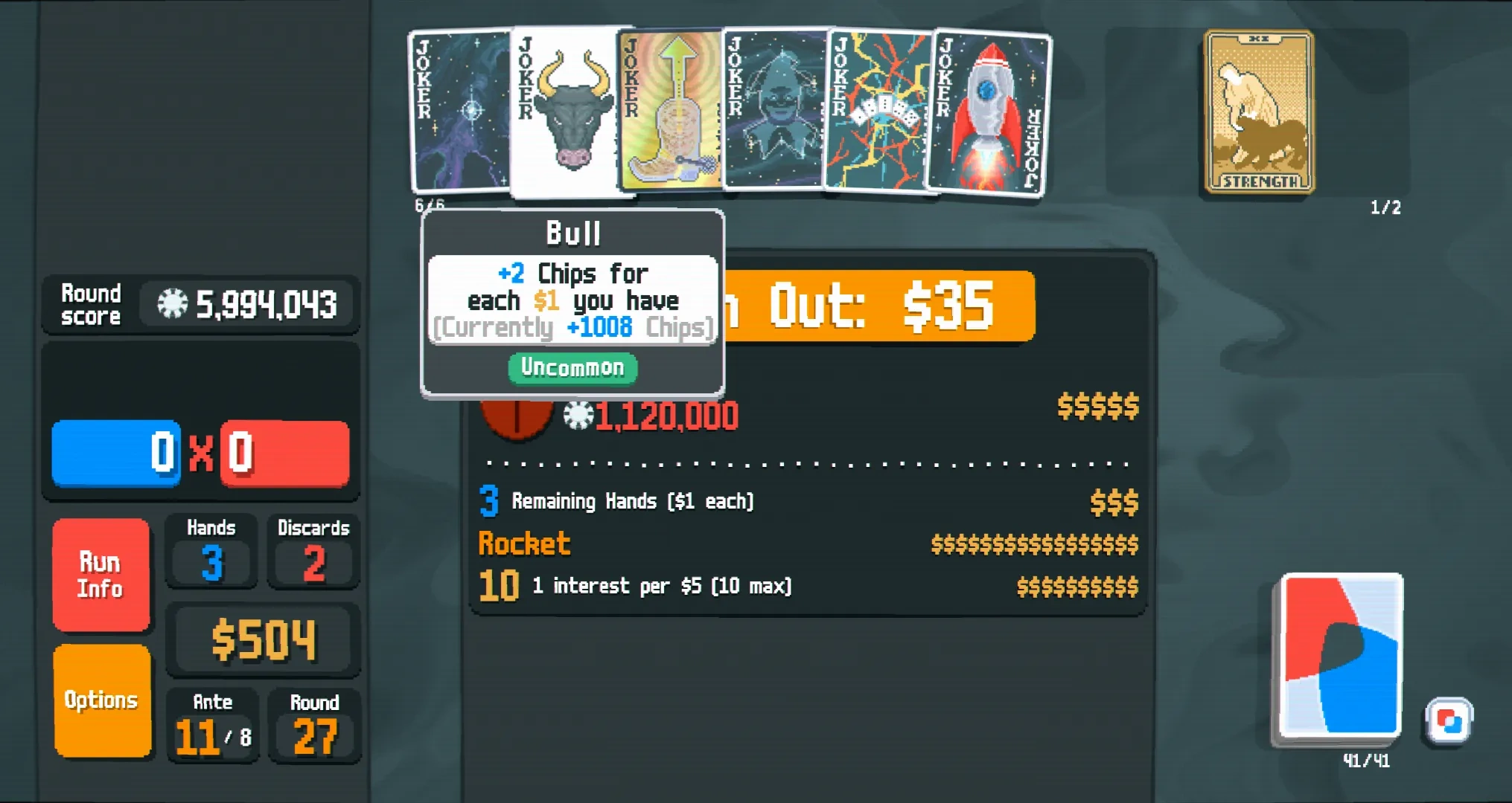 The Bull with +1008 Chips because of the 504$ I have.