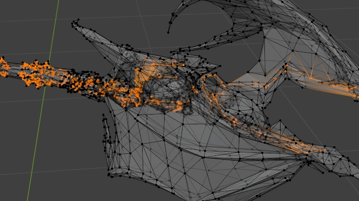 The model in Blender being non-manifold in various ways.