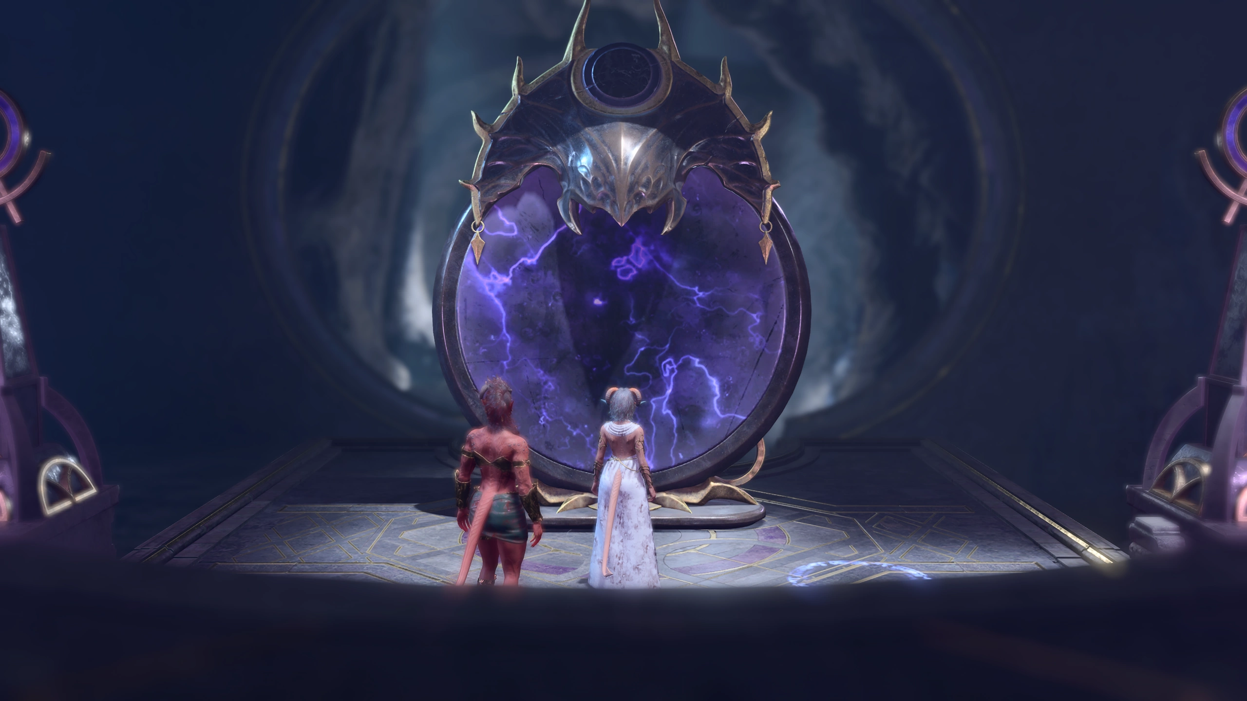 Ramie and Karlach standing in front of the Mirror of Loss.
