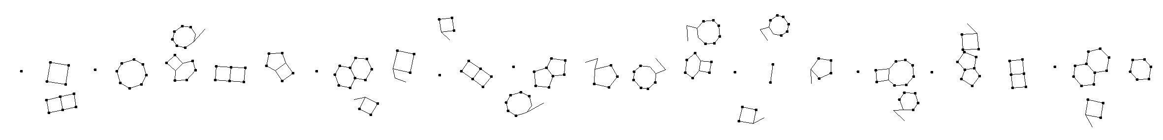 Step one of the rendering process showing the shapes laid out in a straight line on a grid with three lanes.