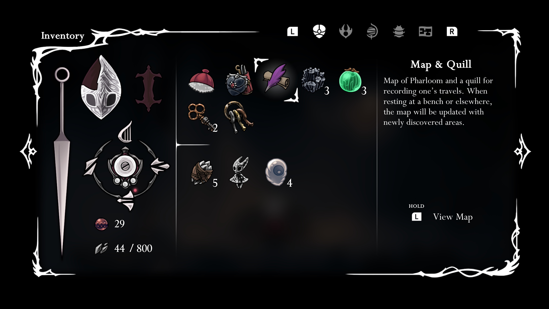The Purple Quill in my inventory.