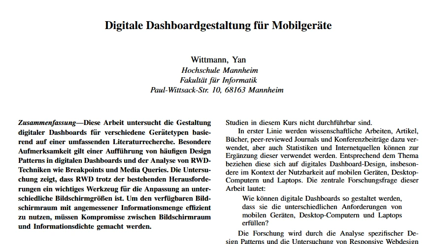 THMA: Dashboard design on Mobile Devices
